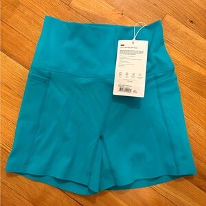 Women's Athletic High-Waisted Blue Shorts